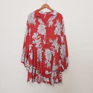 Free people shake it pink/red  floral mini dress